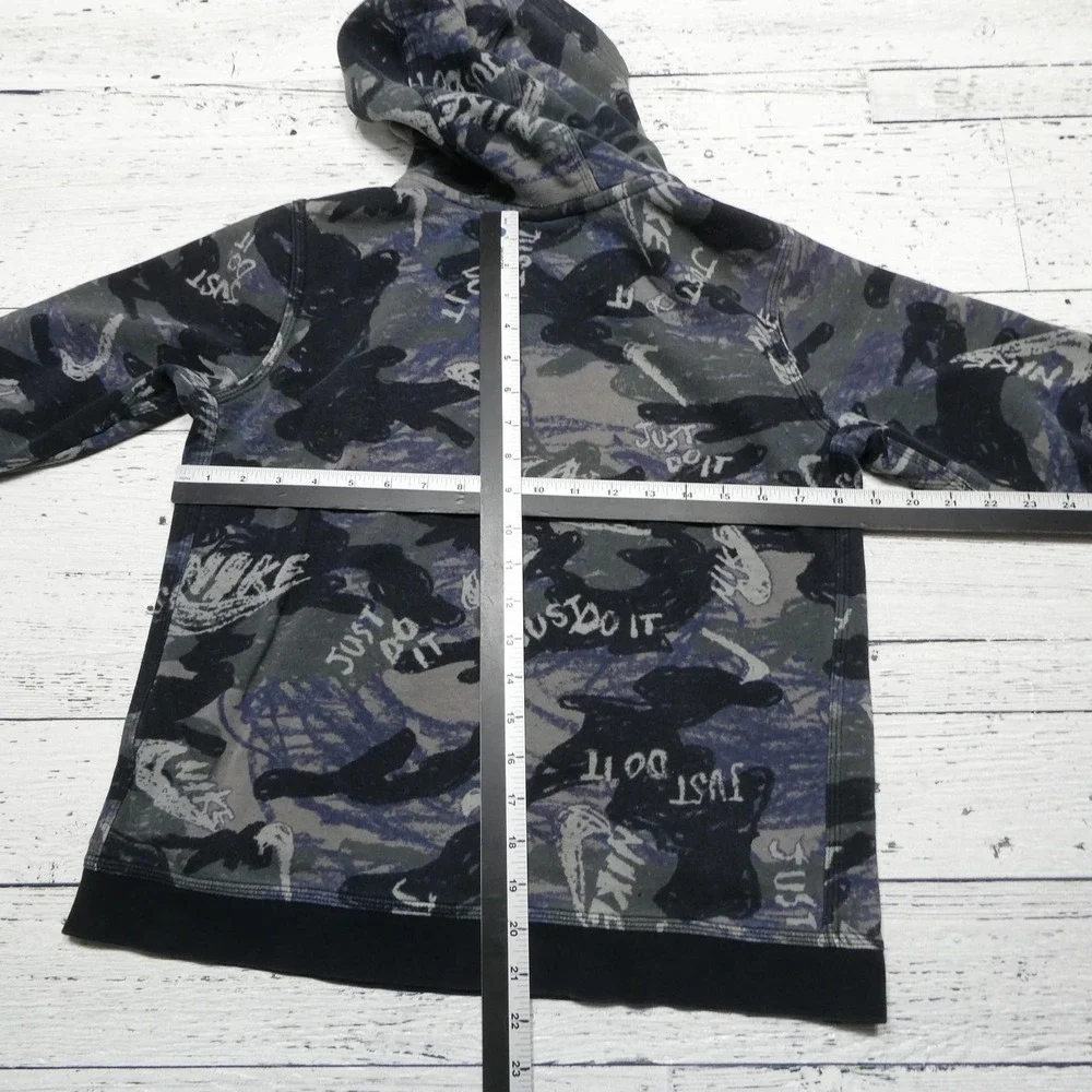 Nike Hoodie Youth XL Gray Pullover Fleece Sweatshirt Camo Just Do It Logo